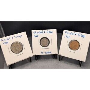 3‑Coin Bundle – Trinidad & Tobago 1966 25c, 1966 10c, 1973 1c